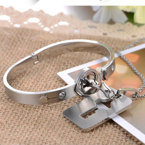 Couple Love Lock Bracelet with Key Set