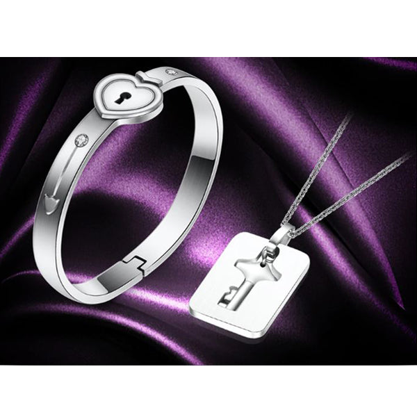 Fashion Hot 2pcs Silver Color Tone Stainless Steel Lover Heart Love Lock  Bracelet With Lock Key Bangles Kit Couple Jewelry Gift - Bracelets -  AliExpress